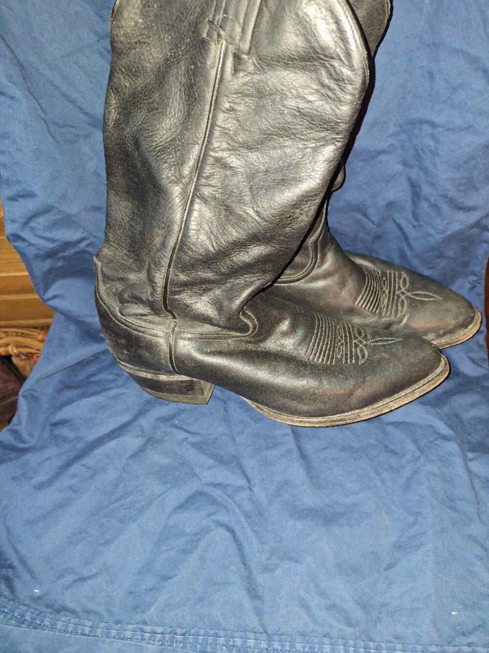 Vintage Black Leather Western Cowboy Boots Women’s Size 9